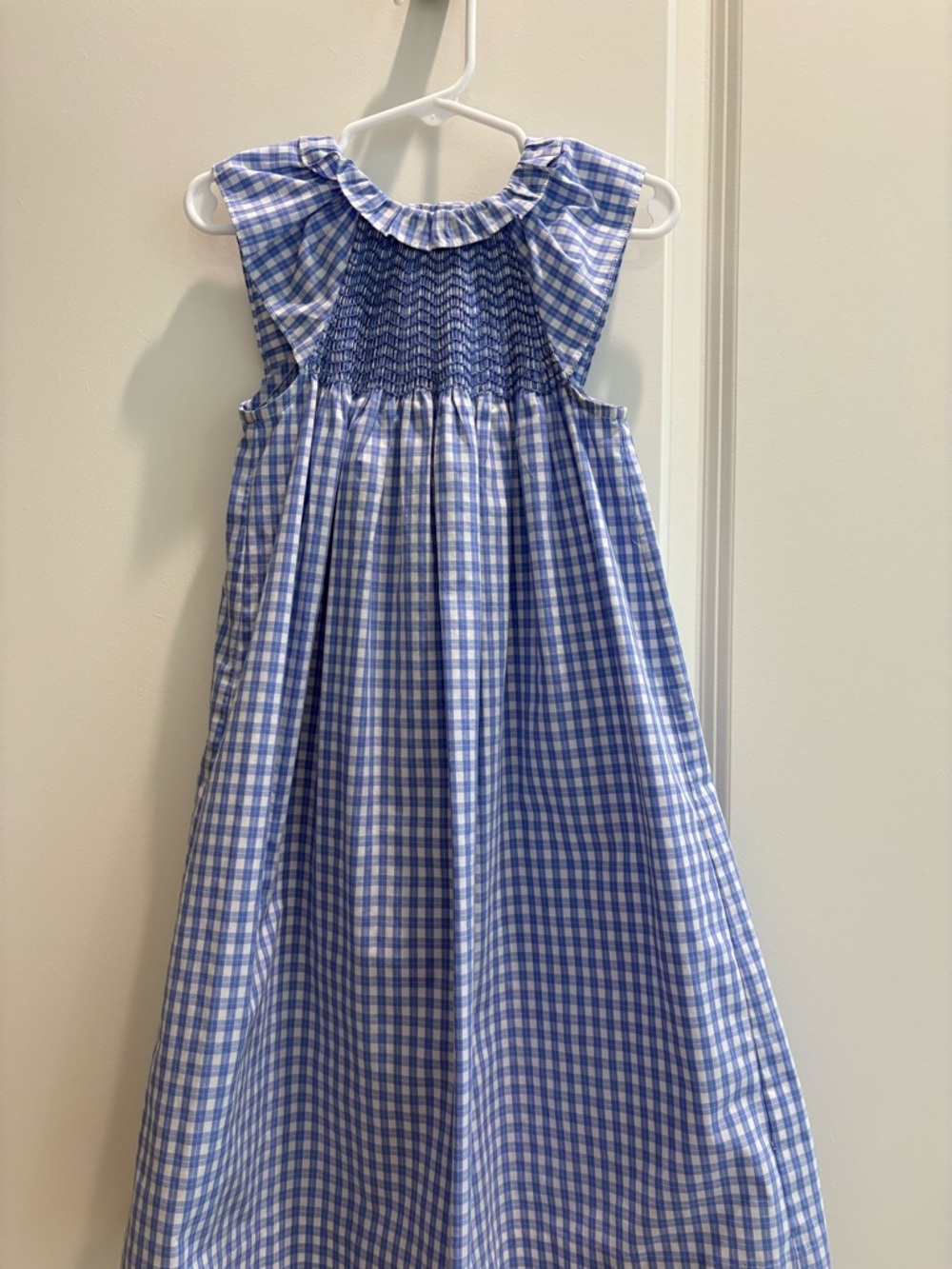 Boutique Classic Blue Gingham Smocked  Dress Girls